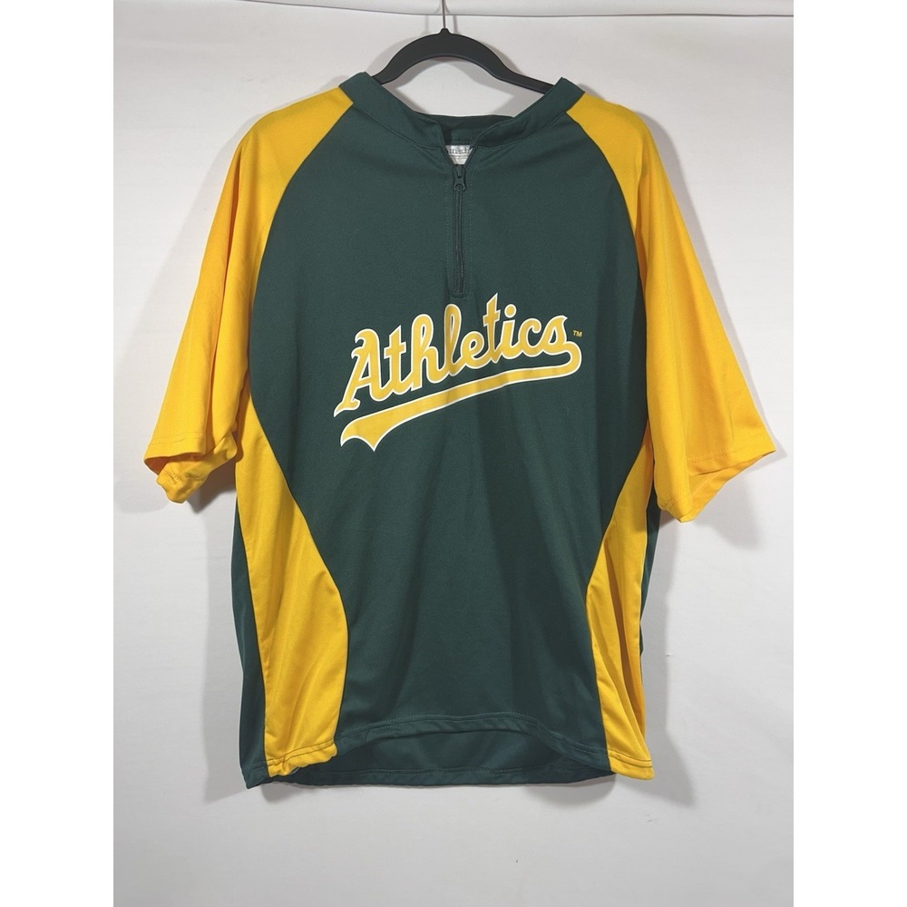 Oakland Athletics Pullover Mens XL Green Yellow 1 4 Zip MLB Fan Gear - Picture 12 of 16
